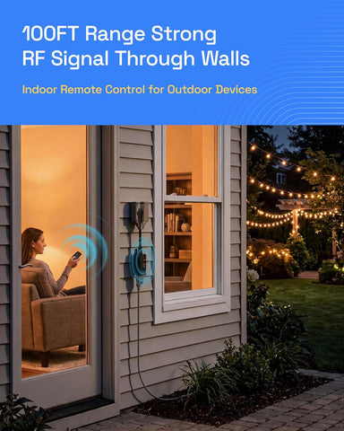 HBN Remote Control Outlets Outdoor Waterproof Indoor Wireless Light Switch