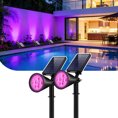 InnoGear 2 Solar Lights Outdoor Spotlight for Halloween Christmas, Purple