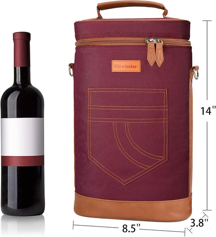 Tirrinia 2 Bottle Insulated Wine Tote Carrier Bag