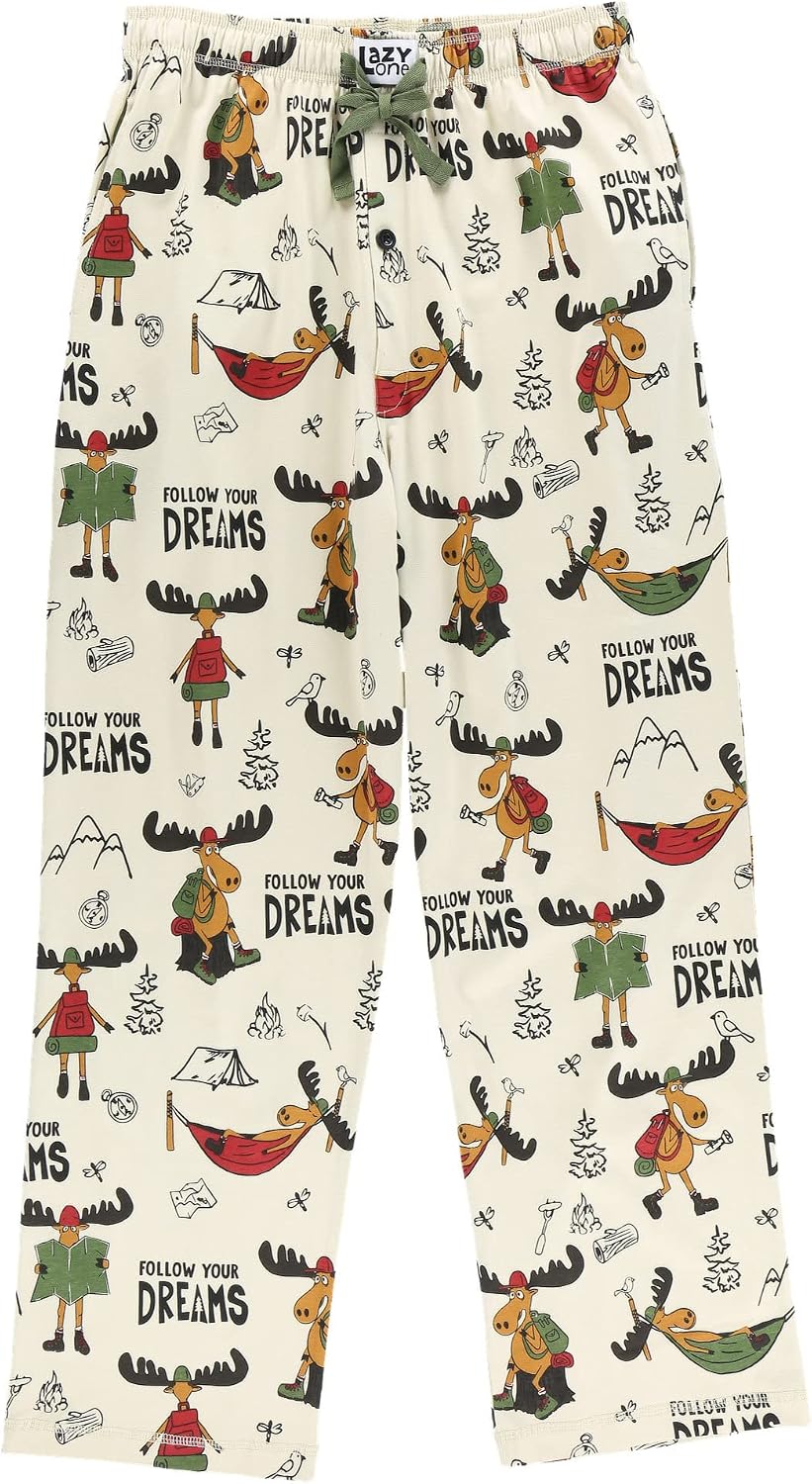 Lazy One Novelty Men's Pajama Pants, Pajama Bottoms for Men, Moose PJs