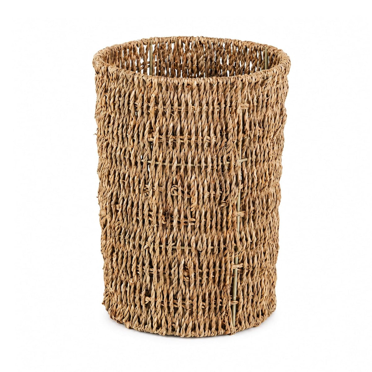 Coeusy Wicker Trash Can,Seagrass Waste Basket for Bathroom,Bedroom,2 Gallon