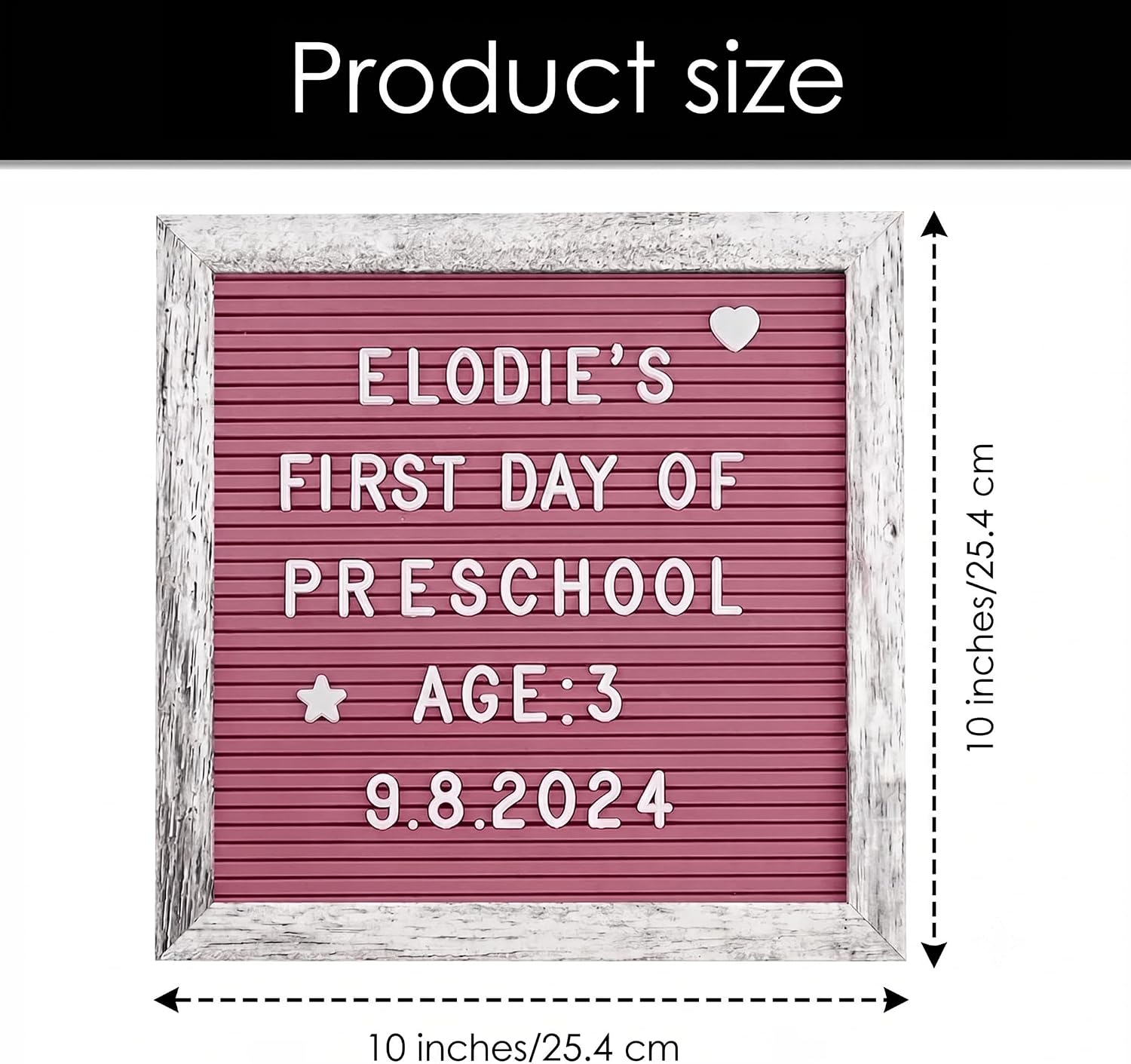 Rustic Hot Pink Felt Letter Board 10x10 Inch, 336 Changeable Letters