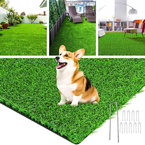 LOOBANI Artificial Grass, Realistic Fake Grass with Drainage Holes, 3x5ft