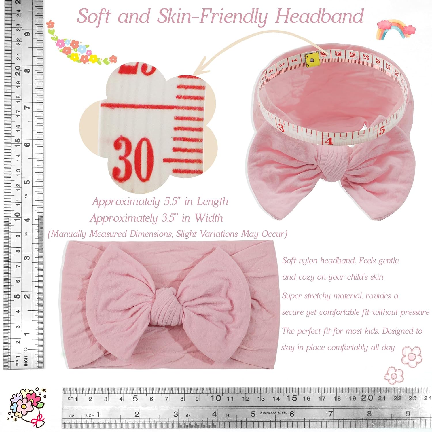 CÉLLOT Super Stretchy Soft Knot Headbands with Hair Bows Head Wrap Hair Accessories For Newborn Baby Girls Infant Toddlers Kids