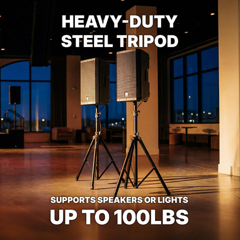 Rockville RVES1 Pair Adjustable Tripod PA Speaker Stands with Carry Bag