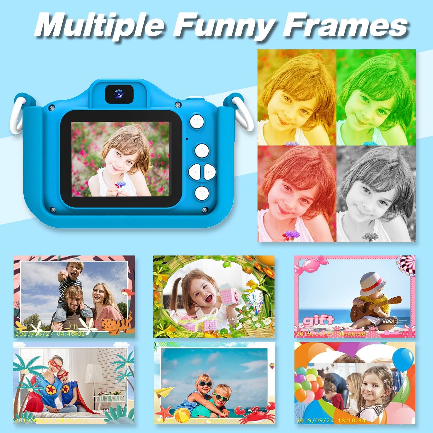 Goopow Kids Camera Toys for 3-8 Year Old Girls Boys,Children Digital Video Camcorder Camera with Cartoon Soft Cover, Best Chritmas Birthday Festival Gift for Kids