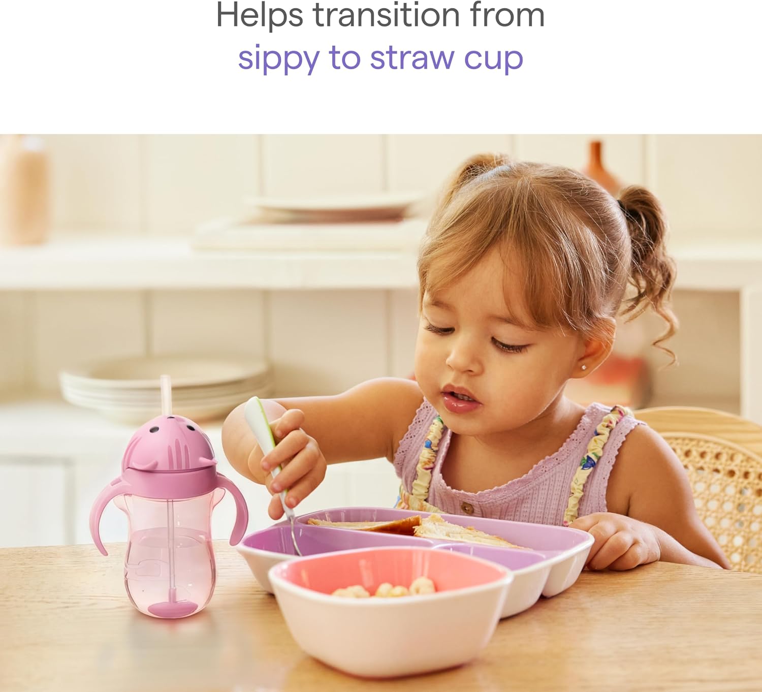 Munchkin Any Angle Weighted Straw Toddler Sippy Cup, 10 oz, Purple