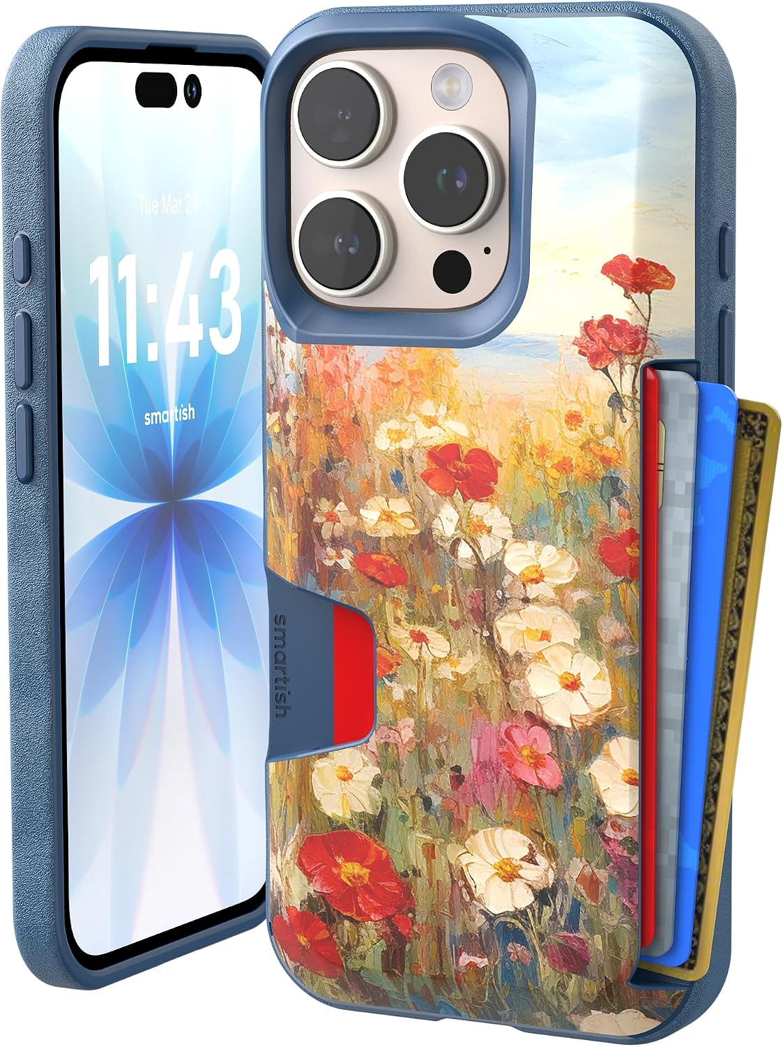 Smartish iPhone 16 Pro Wallet Case, Wallet Slayer Vol 1, Wildflower