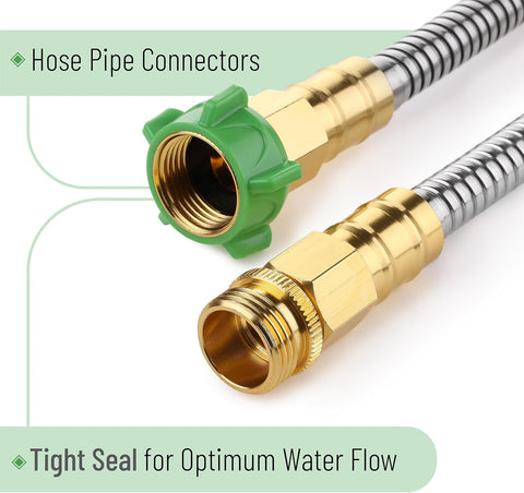 UNCO- Stainless Steel Metal Hose, 6 Feet, No Kink, Short Garden Hose Metal