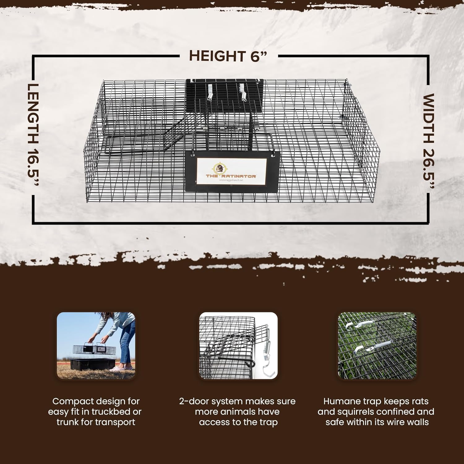 Rugged Ranch Ratinator Large Dual Door Live Rat & Mouse Trap Metal Cage