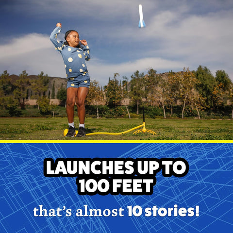 Stomp Rocket Jr Glow Rocket Launcher for Kids, 7 Rockets - Glow in The Dark