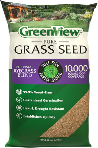 GreenView Pure Grass Seed Perennial Ryegrass Blend, 20 lb. Bag