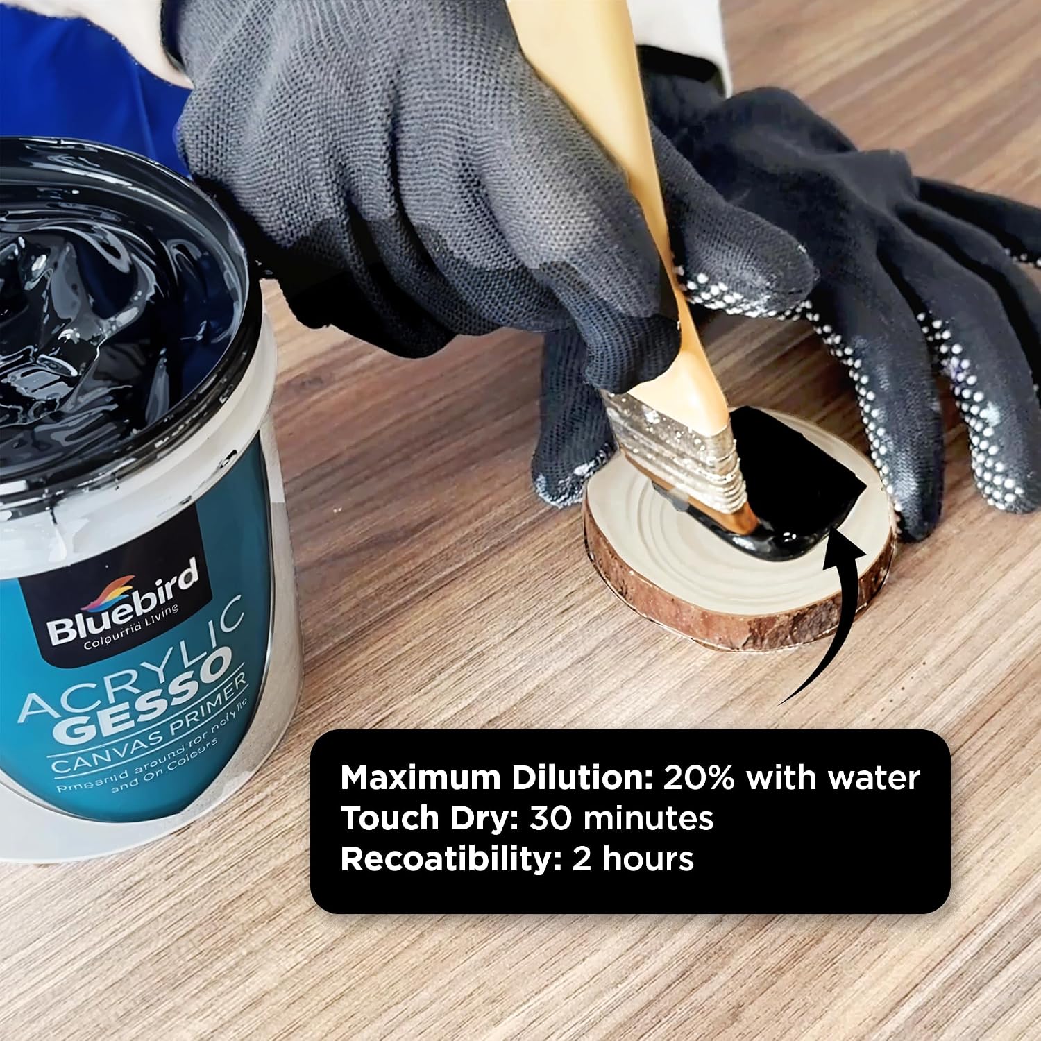 BLUEBIRD Heavy Gesso Primer for Acrylic Painting, Gesso Surface Prep Medium for Acrylic Paint and Oil Paint (Black, 28.2 Oz)