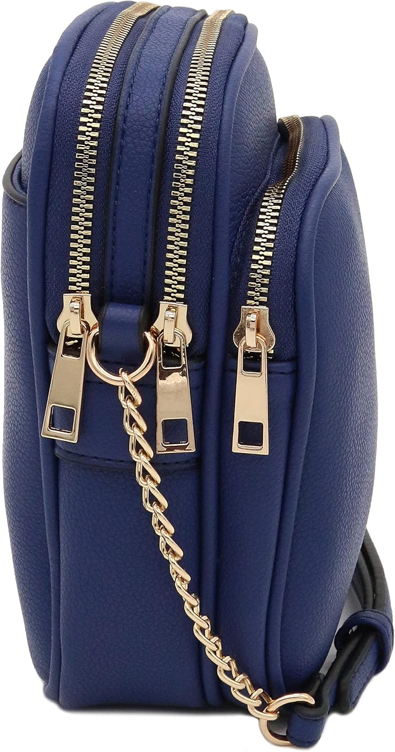 FashionPuzzle Multi Pocket PU Leather Casual Medium Crossbody Bag with Adjustable Strap