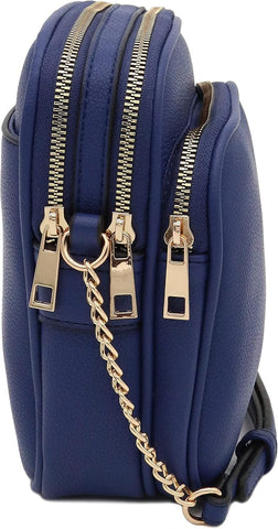 FashionPuzzle Multi Pocket PU Leather Casual Medium Crossbody Bag with Adjustable Strap