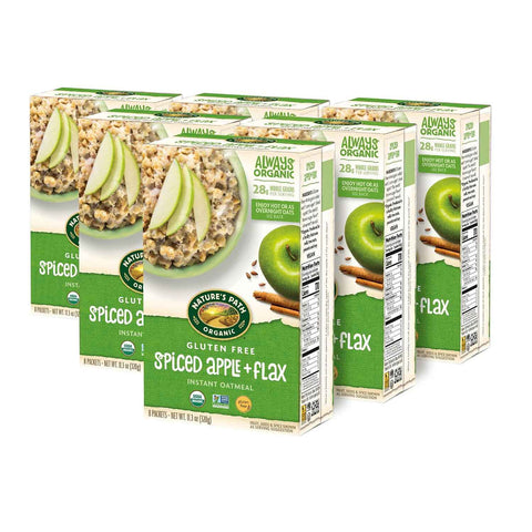 Nature's Path Organic Spiced Apple + Flax Instant Oatmeal, 11.3 oz (Pack of 6), Gluten Free, Non-GMO