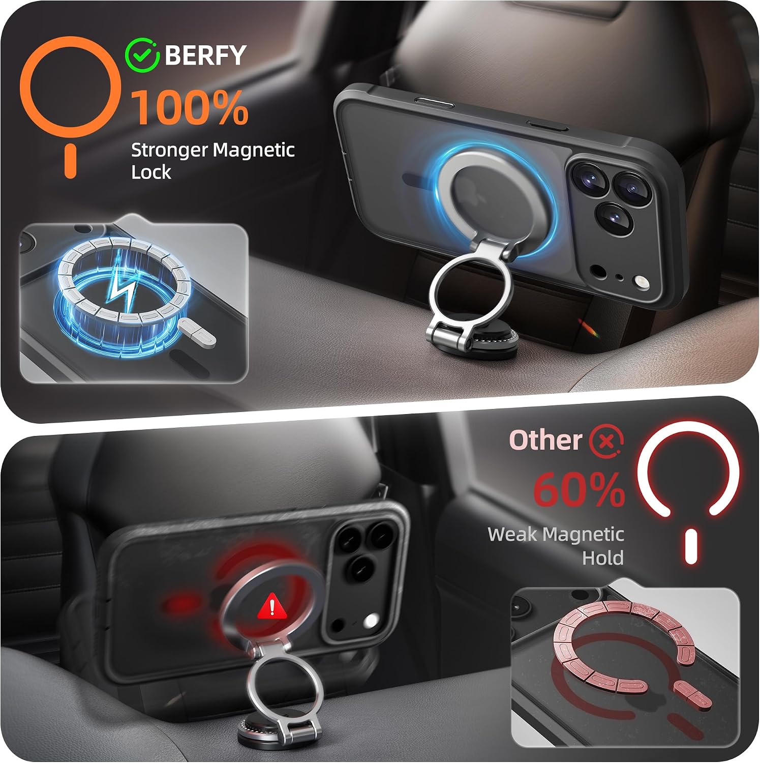 BERFY for iPhone 17 Pro Max Case, Compatible with Magsafe, Black