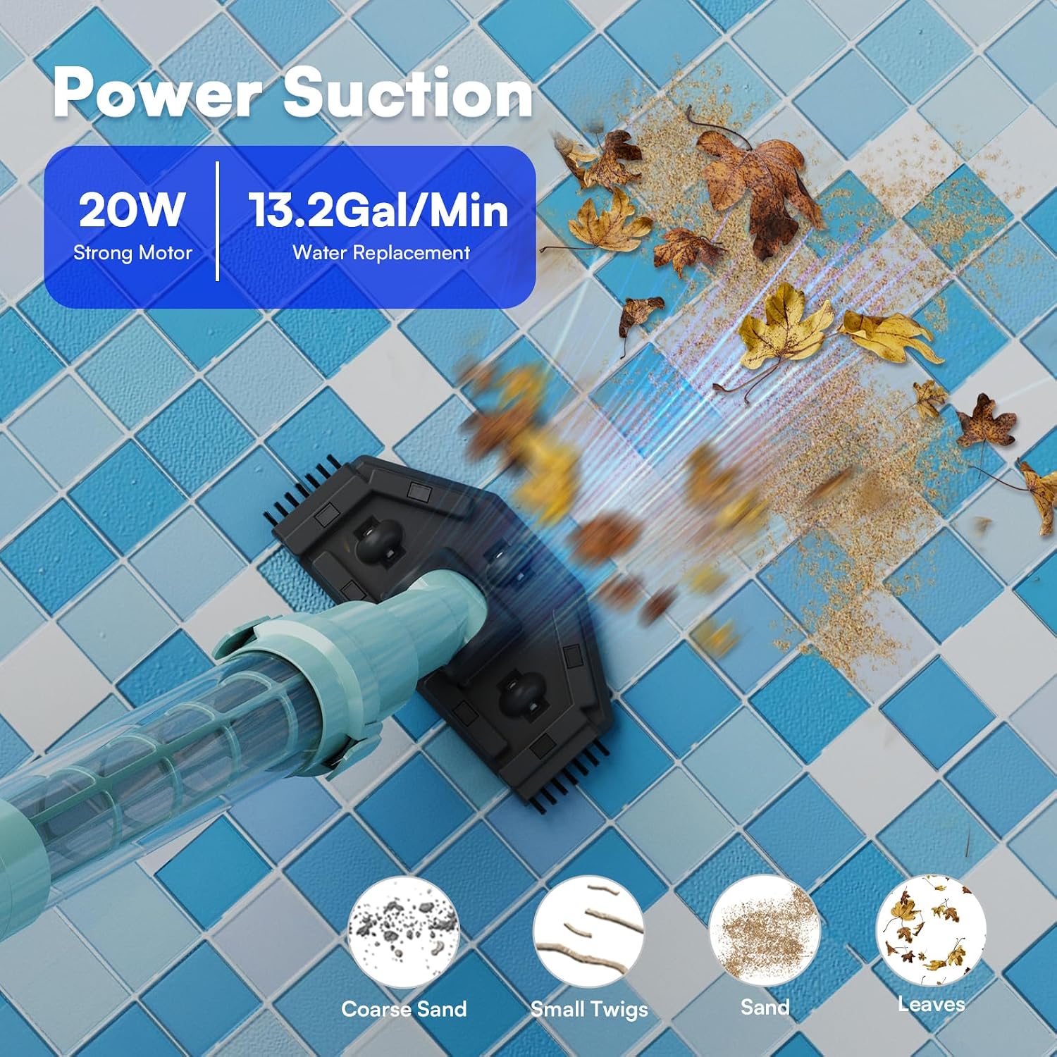PoolMr Cordless Handheld Pool Vacuum, Rechargeable Pool Cleaner with 18.5 Gal/Min Suction, 60 Min Runtime, Dual-Phase Cleaning System, Ideal for Above Ground Pools, Spas, Hot Tubs, Steel