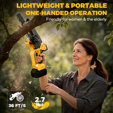 Cordless Mini Chainsaw Compatible with Dewalt 20V MAX Battery, 1200W 6 Inch & 8 Inch Small Electric Chainsaw Brushless, Auto Oiler, Handheld Pruning Tree Saw Gift for Men Husband Fathers (Tool Only)