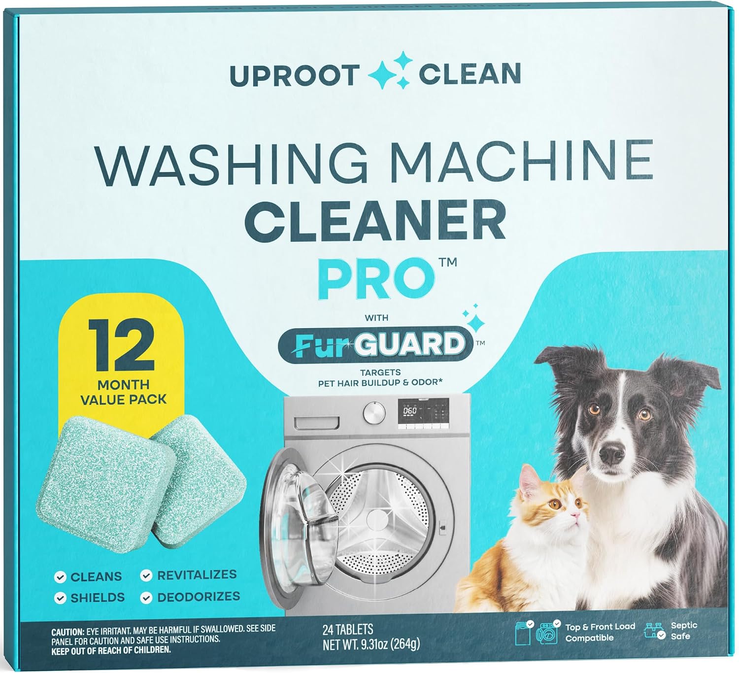 Uproot Clean Washing Machine Cleaning Tablets for Pet Owners, 24 Pack