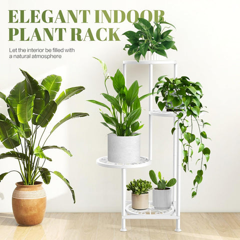 4 Tier Plant Stand Indoor Outdoor, Metal Shelf Holder Corner White