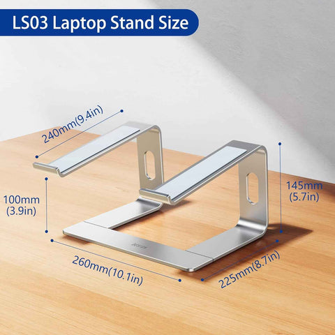 BESIGN LS03 Aluminum Laptop Stand, Ergonomic Detachable Computer Stand, Notebook Riser, Laptop Mount Compatible with Air, Pro, Dell, HP, Lenovo More 10-15.6" Laptops, Silver
