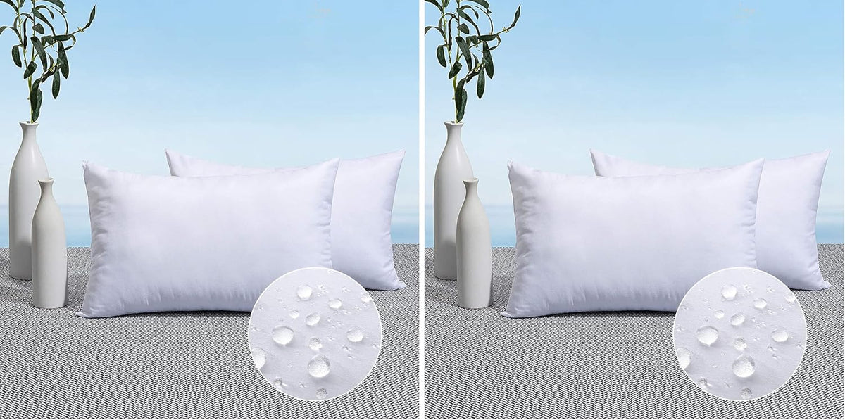 MIULEE Pack of 4 12x20 Outdoor Pillow Inserts, Outdoor Throw Pillows Water-Resistant Decorative Premium Lumbar Pillow Stuffer Sham for Porch Swing Couch Sofa Cushion Patio Furniture