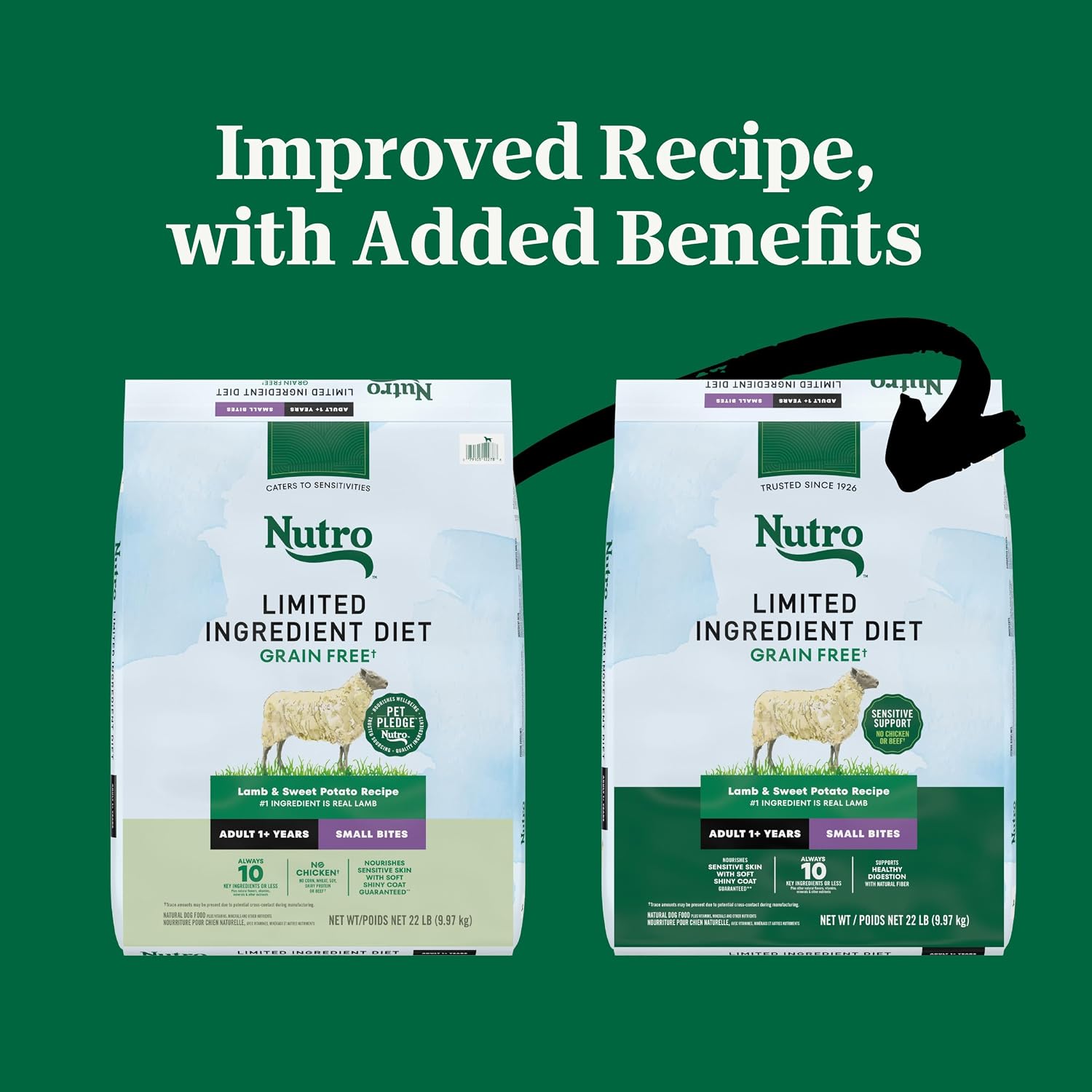 Nutro Limited Ingredient Diet Small Bites Dry Dog Food, Lamb, 22 lb