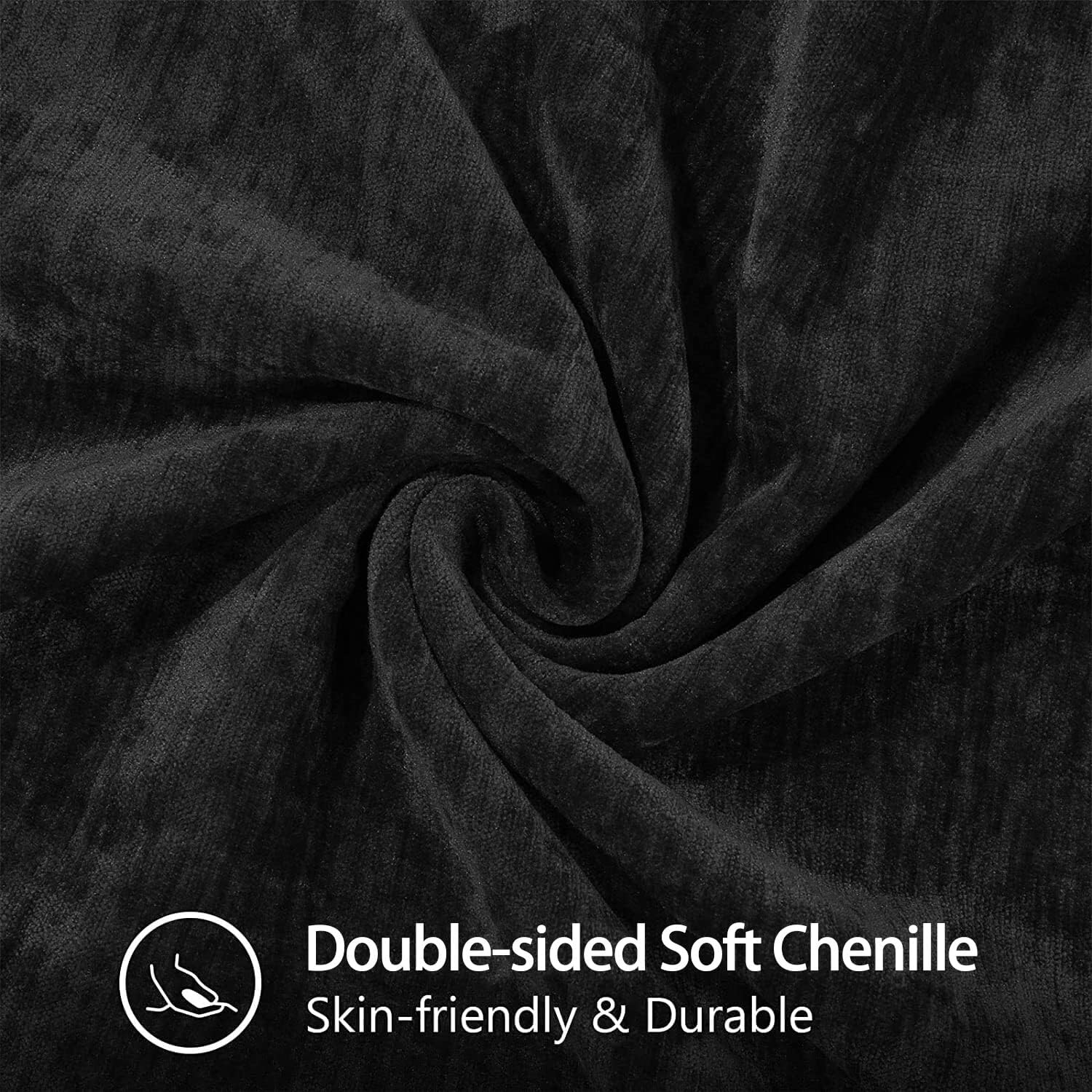 decorUhome Soft Chenille Throw Pillow Covers 18x18 Set of 2 Black