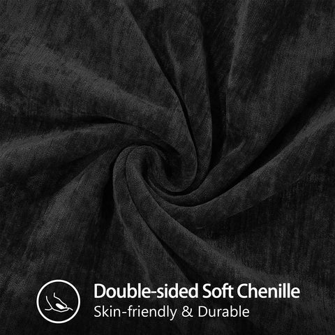 decorUhome Soft Chenille Throw Pillow Covers 18x18 Set of 2 Black