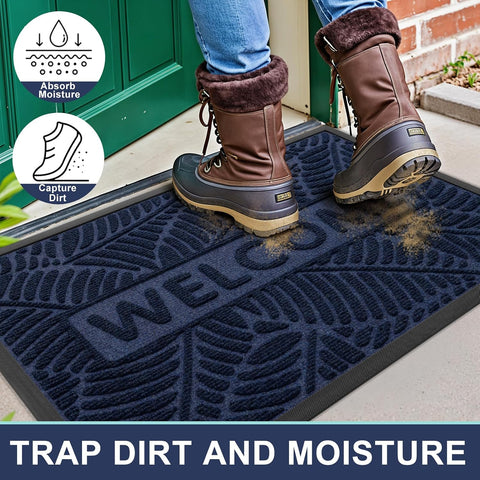 Smiry Welcome Front Door Mat for Outdoor Indoor 47x32, All-Season Doormat