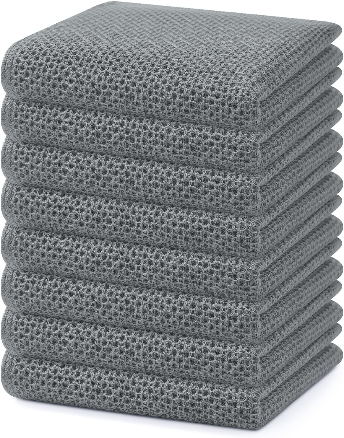 Homaxy 100% Cotton Waffle Weave Kitchen Dish Towels 8-Pack, Grey