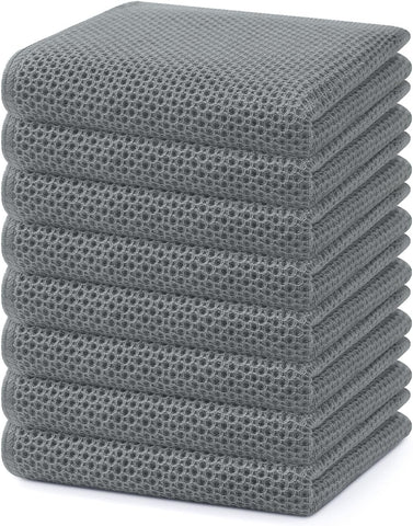 Homaxy 100% Cotton Waffle Weave Kitchen Dish Towels 8-Pack, Grey