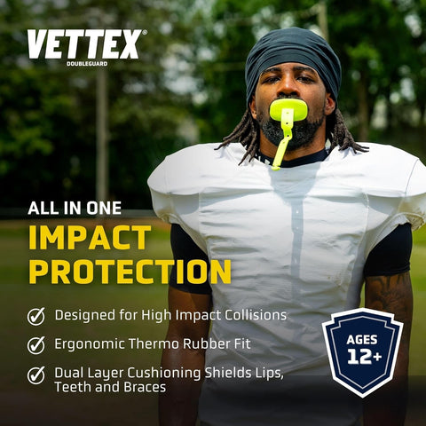 Vettex DoubleGuard Mouth Guard with Lip Protection, Black