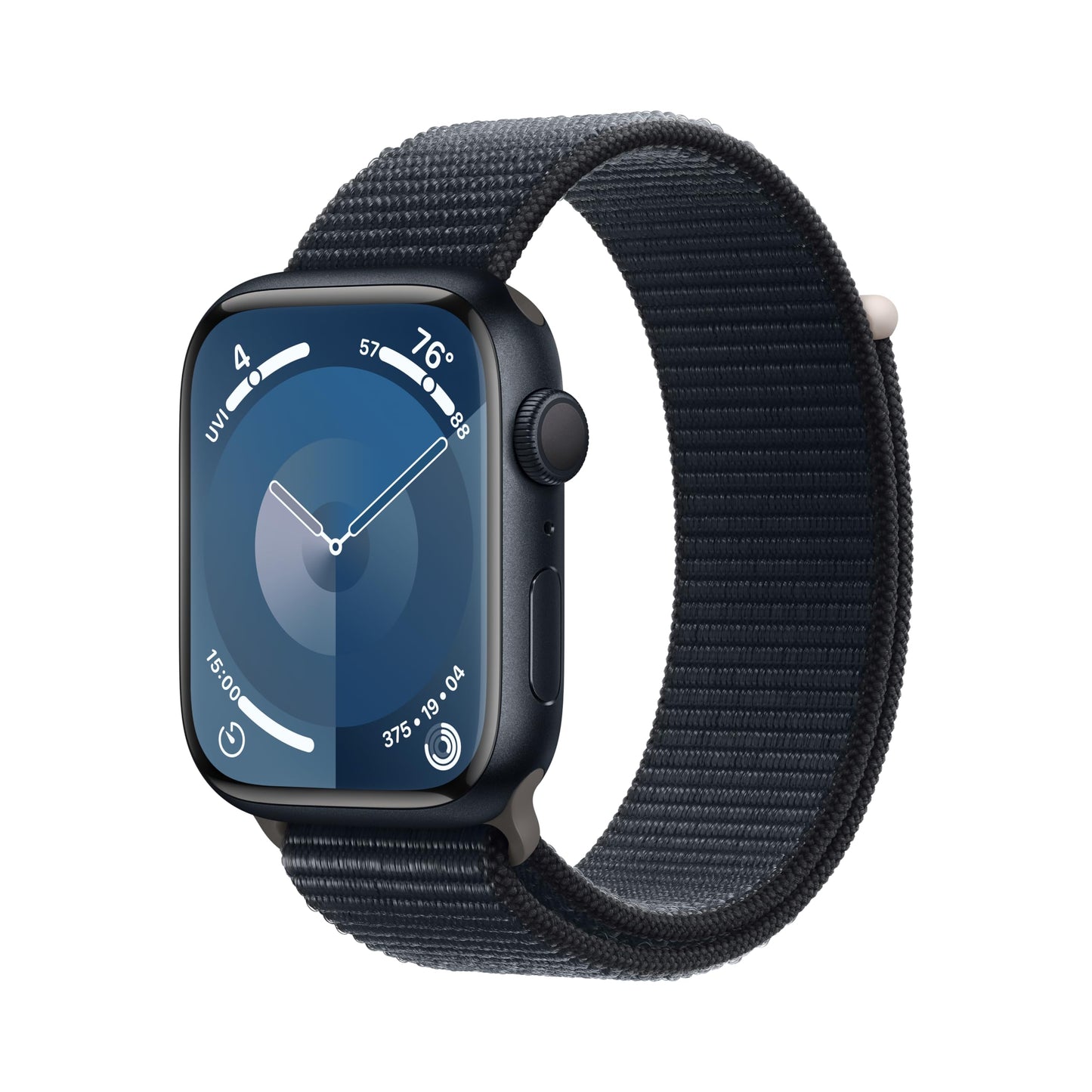 Apple Watch Series 9 [GPS 45mm] Smartwatch with Midnight Aluminum Case with Midnight Sport Loop One Size. Fitness Tracker, ECG Apps, Always-On Retina Display, Carbon Neutral