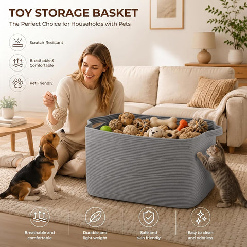 OIASKET 95L Extra Large Blanket Basket, 24" x 16.9" x 14.2" Woven Basket