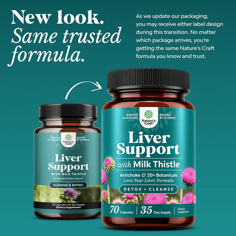 Liver Cleanse Support - Milk Thistle Supplement with Choline - 70 Count