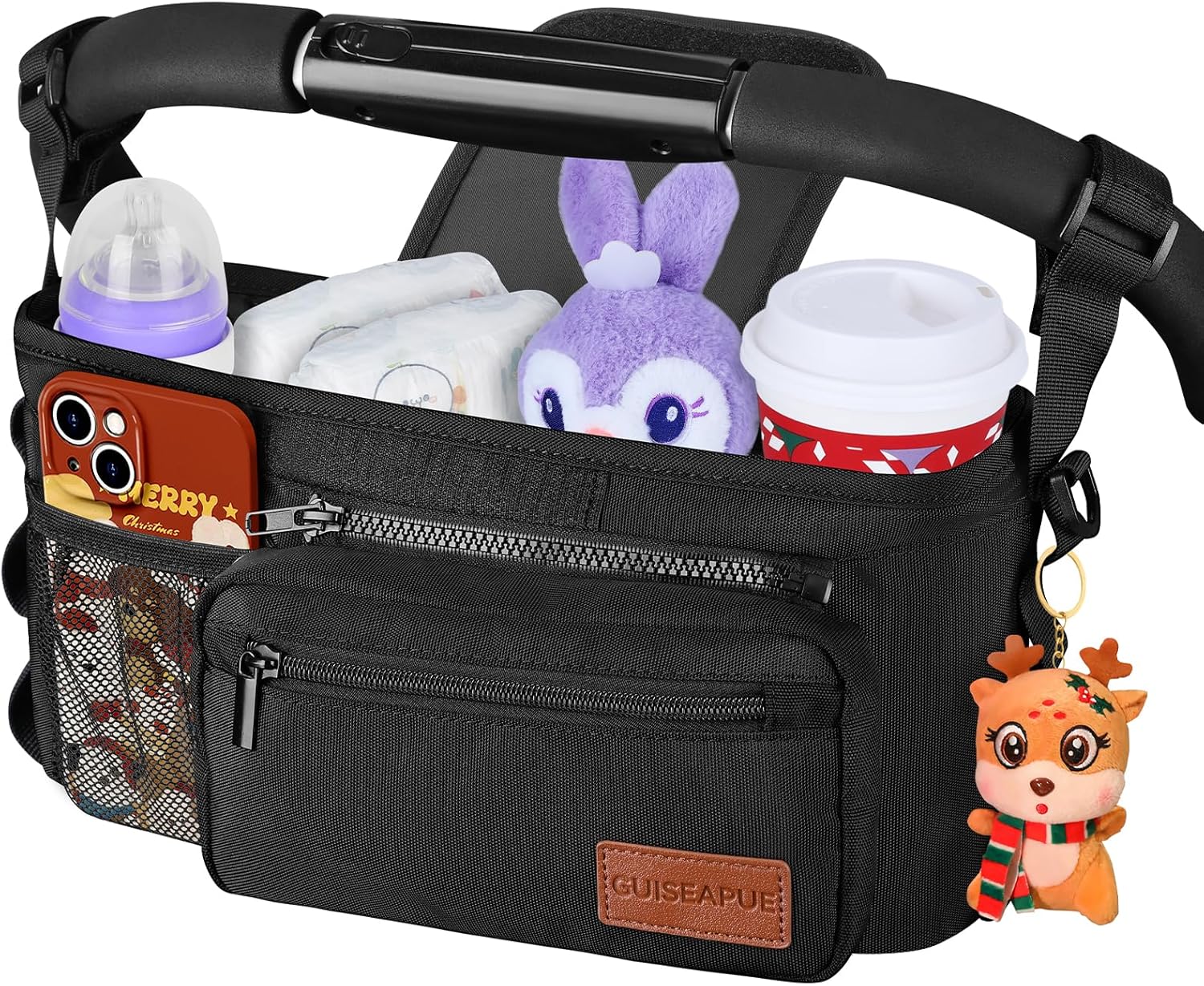 Stroller Organizer with Cup Holder, Non-Slip Stroller Caddy Baby Essentials
