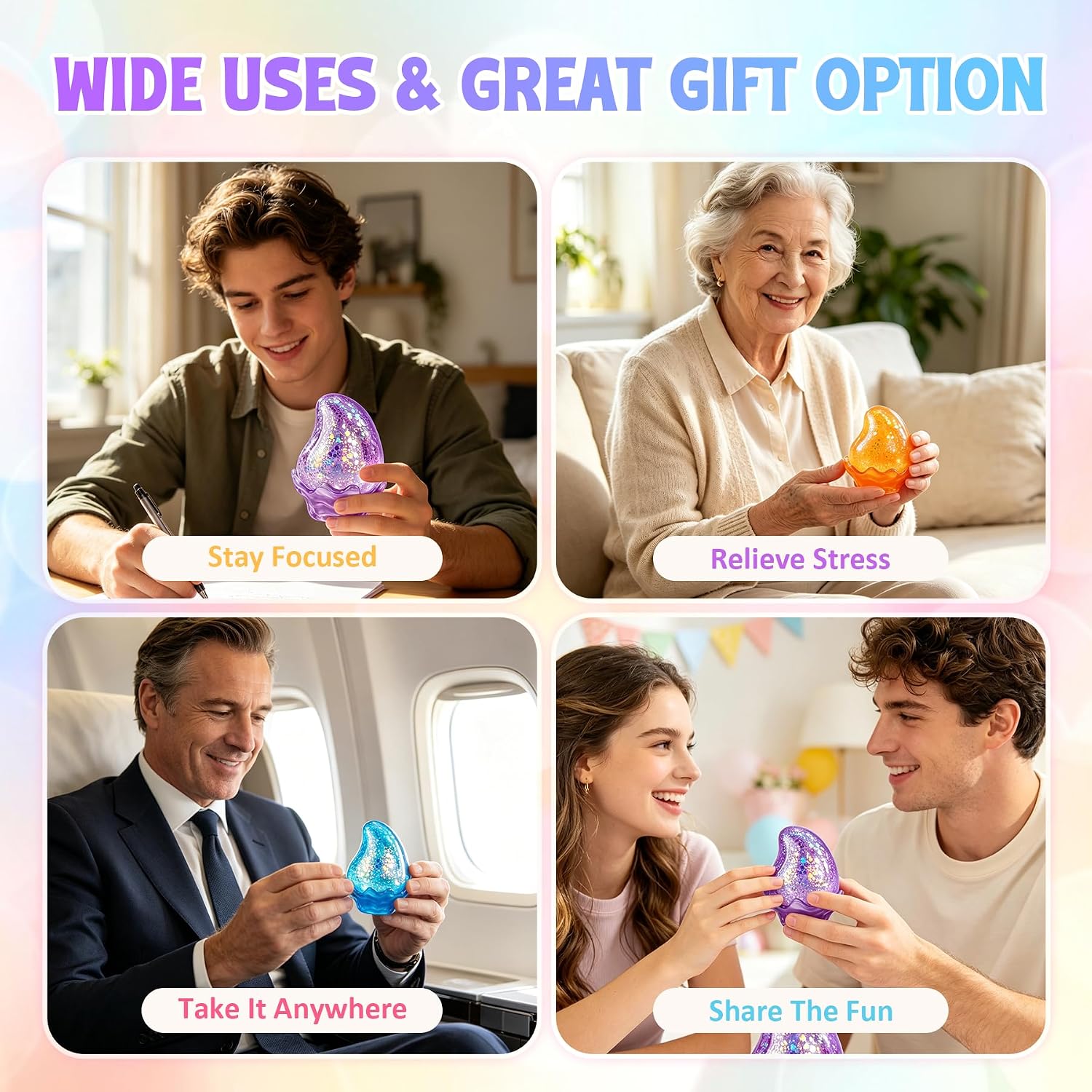 Water Drop Squeeze Toys, Raindrop Squishy Stress Ball for Adults, Sensory Fidget Toys for Kids with Autism, Squeeze Toys for Anxiety Stress Relief, Perfect Holiday and Birthday Gifts, Classroom Prizes