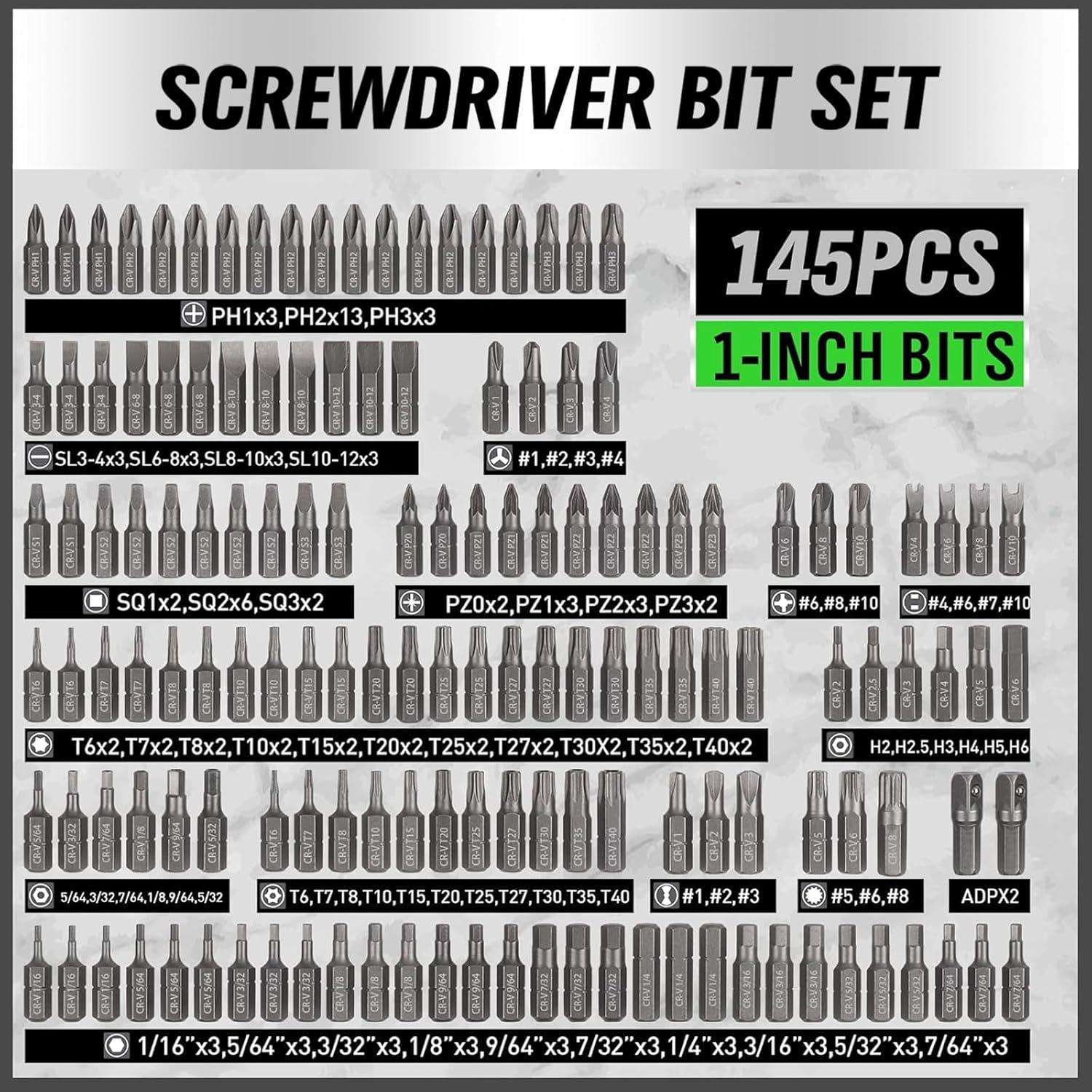 SWANLAKE 232-Piece Ultimate Screwdriver Bit Set, Cr-V Impact Driver Bit Set, Includes Security Bits, Nut Driver, Ratchet Wrench and Bits Holder
