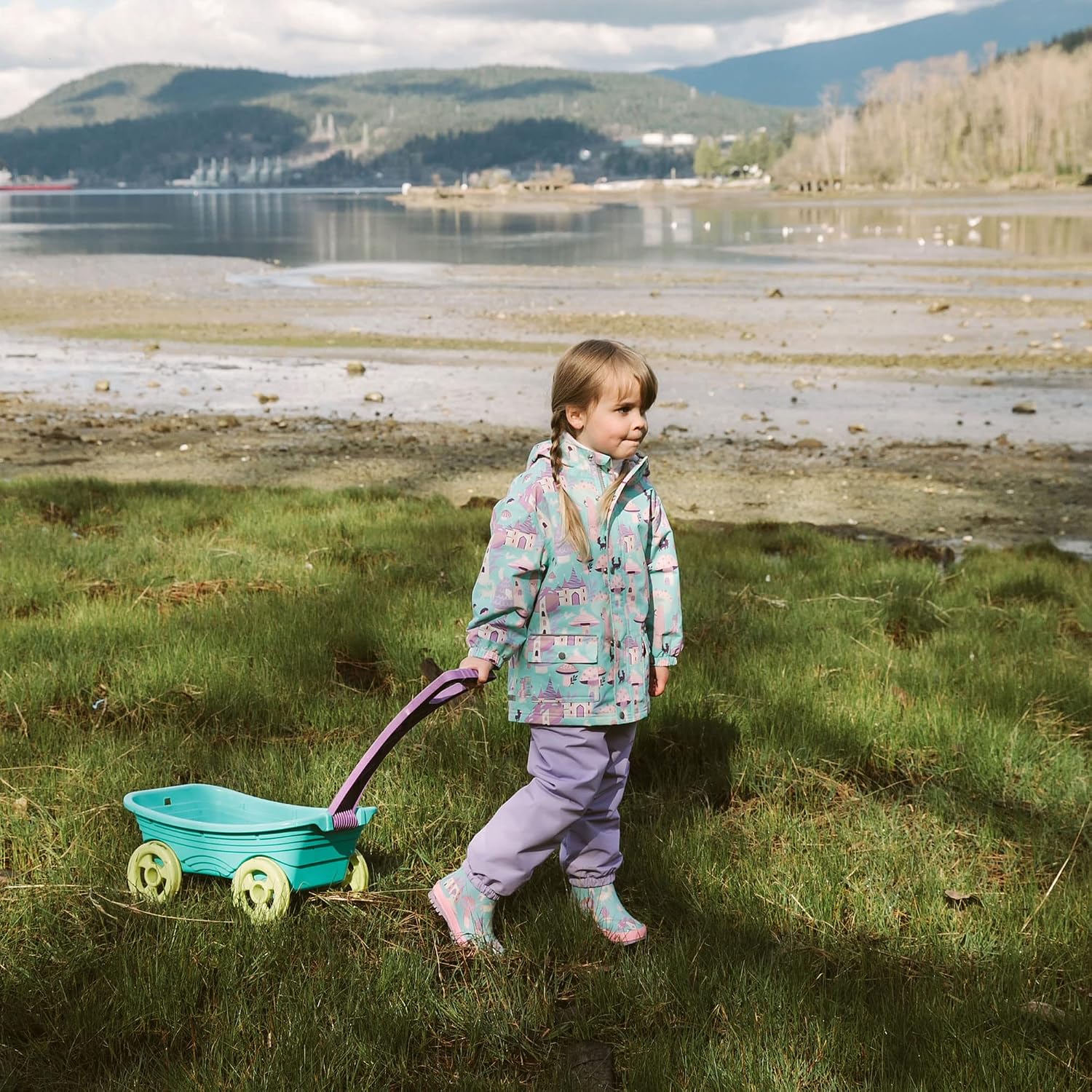 JAN & JUL Girls' Puddle-Dry Rain Pants for Toddlers