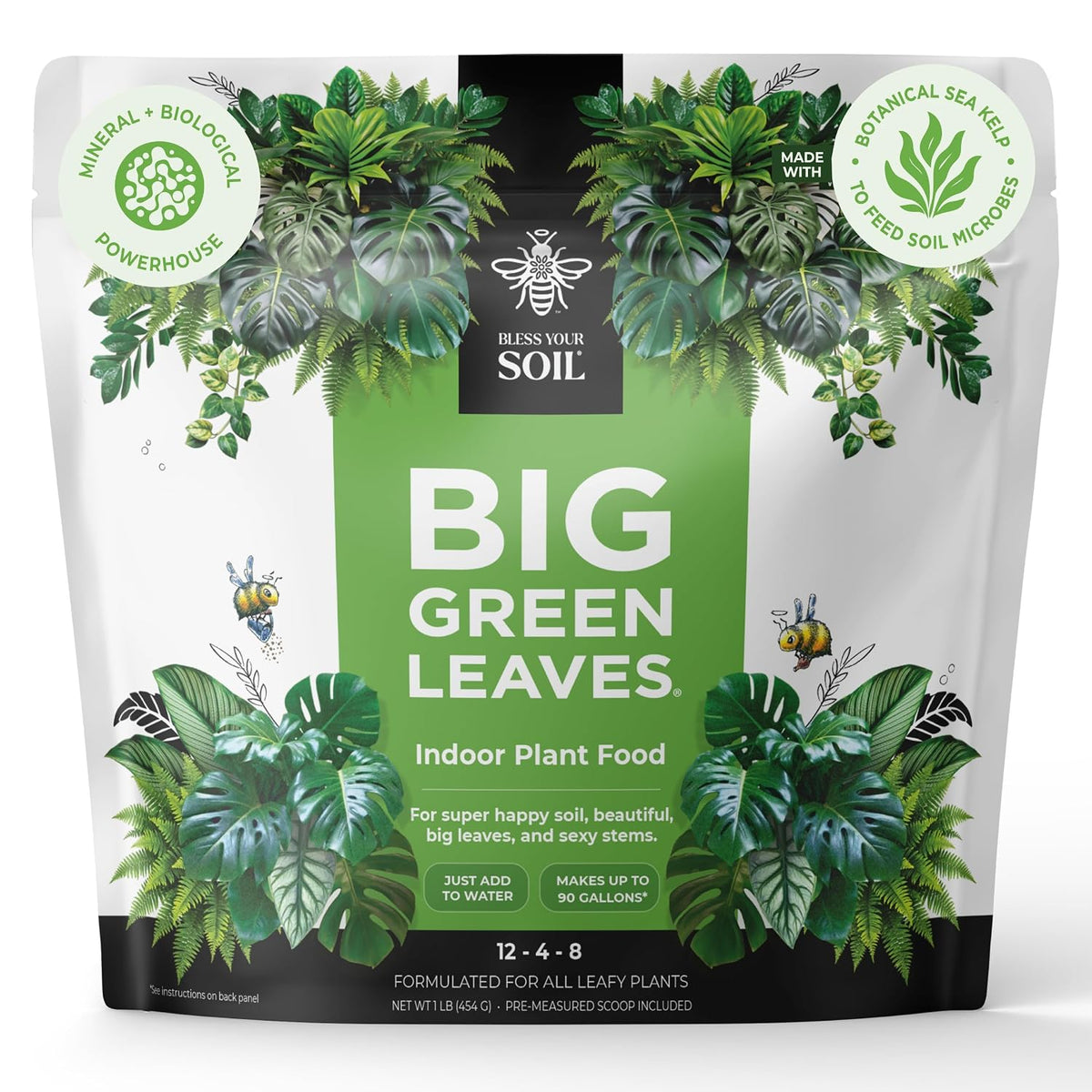 Big Green Leaves Indoor Plant Food – 4X Concentrated Fertilizer, 1 lb