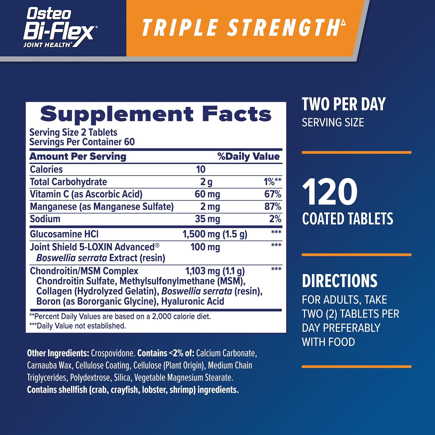 Osteo Bi-Flex Triple Strength Glucosamine Chondroitin Supplement, 120 Count