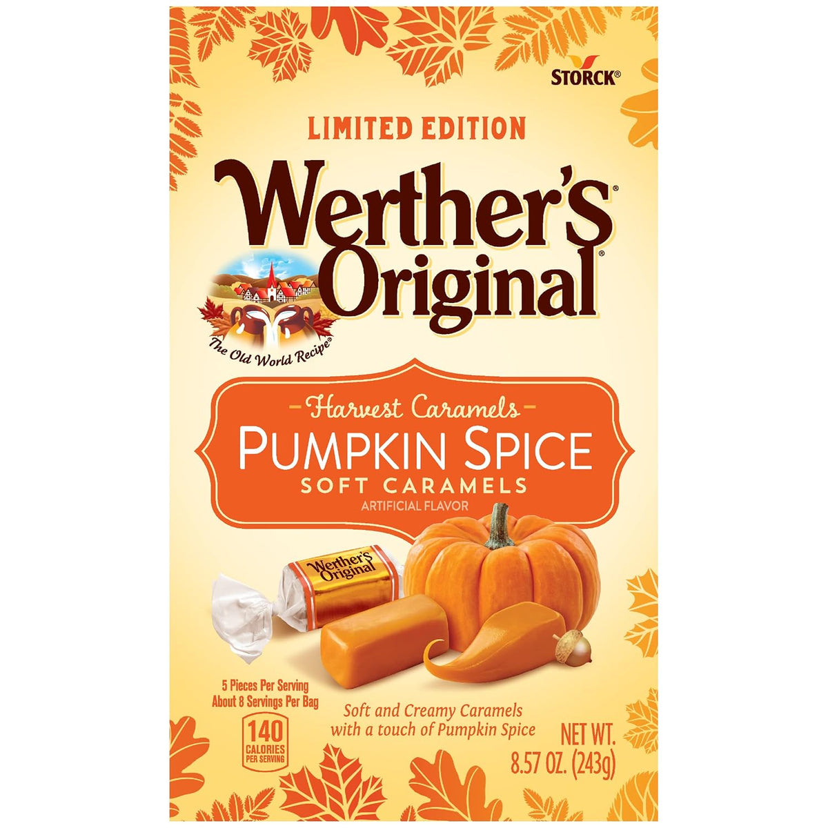 Werther's Original Soft Harvest Pumpkin Spice Caramel Candy, 8.57 Oz Bag