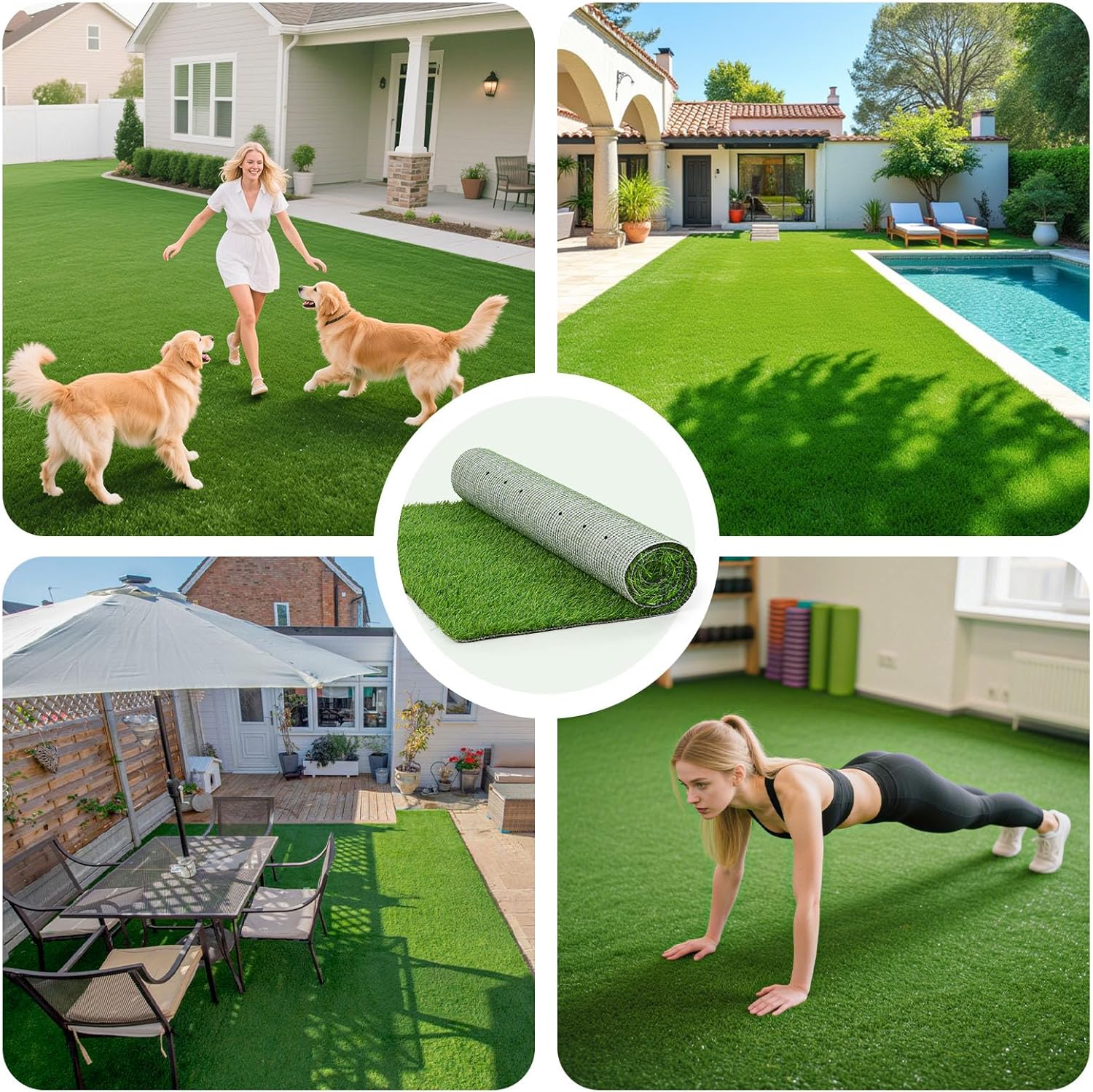 Artificial Grass Fake Turf Grass Outdoor Indoor with Drainage Holes, 4x6FT