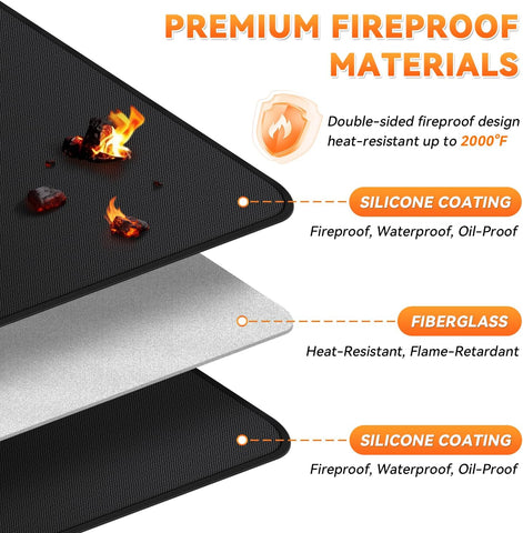 Under Grill Mats for Outdoor Grill - 48 x 30 Inch BBQ Deck Protector