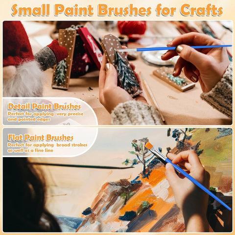 240 Pcs Mini Paint Brushes Bulk, Flat and Fine Tip Small Paint Brushes