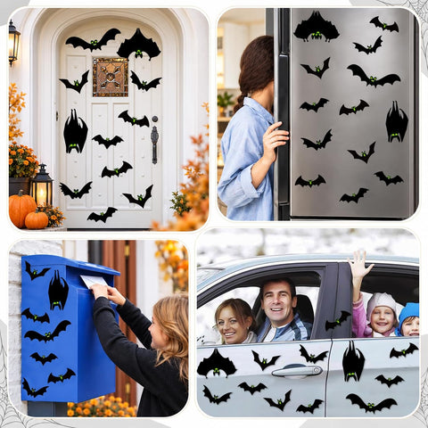 Halloween Garage Door Decorations Outdoor Magnetic Bats with Glowing Eyes