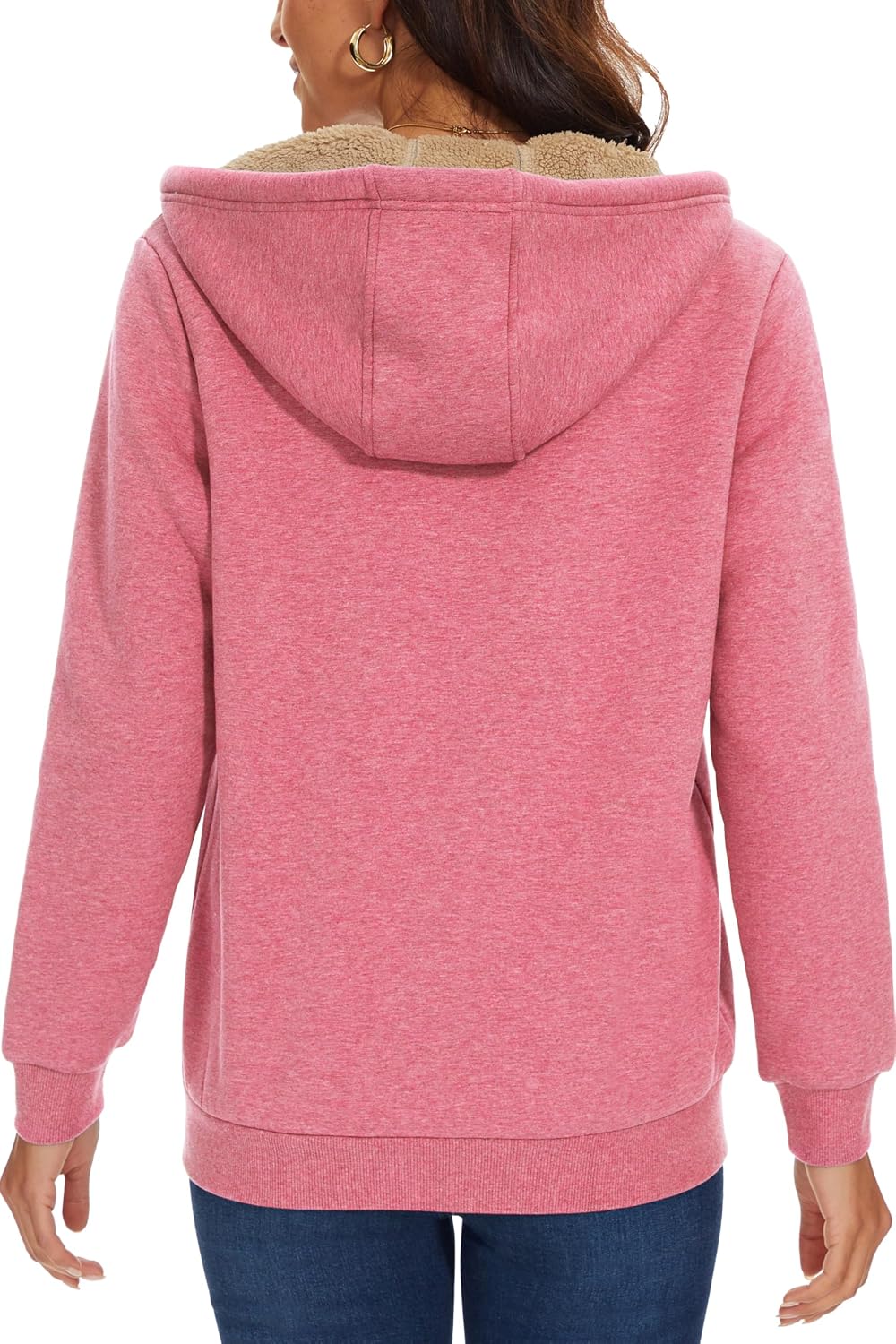 MAGCOMSEN Zip Up Hoodies Women Sherpa Warm Winter Jacket with Pockets