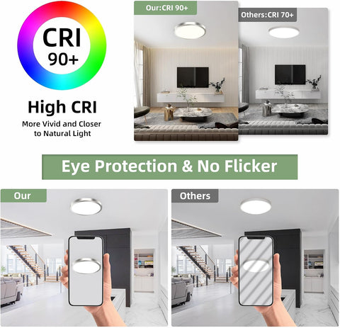 hykolity 12 Inch Selectable CCT LED Round Flat Panel Light,24W,2400LM